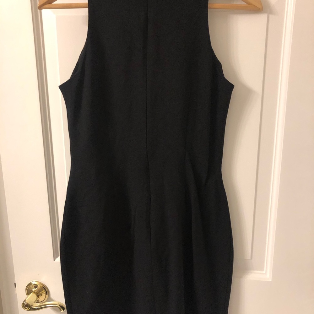 Vakko black/cream faux leather paneled dress - Picture 2 of 4